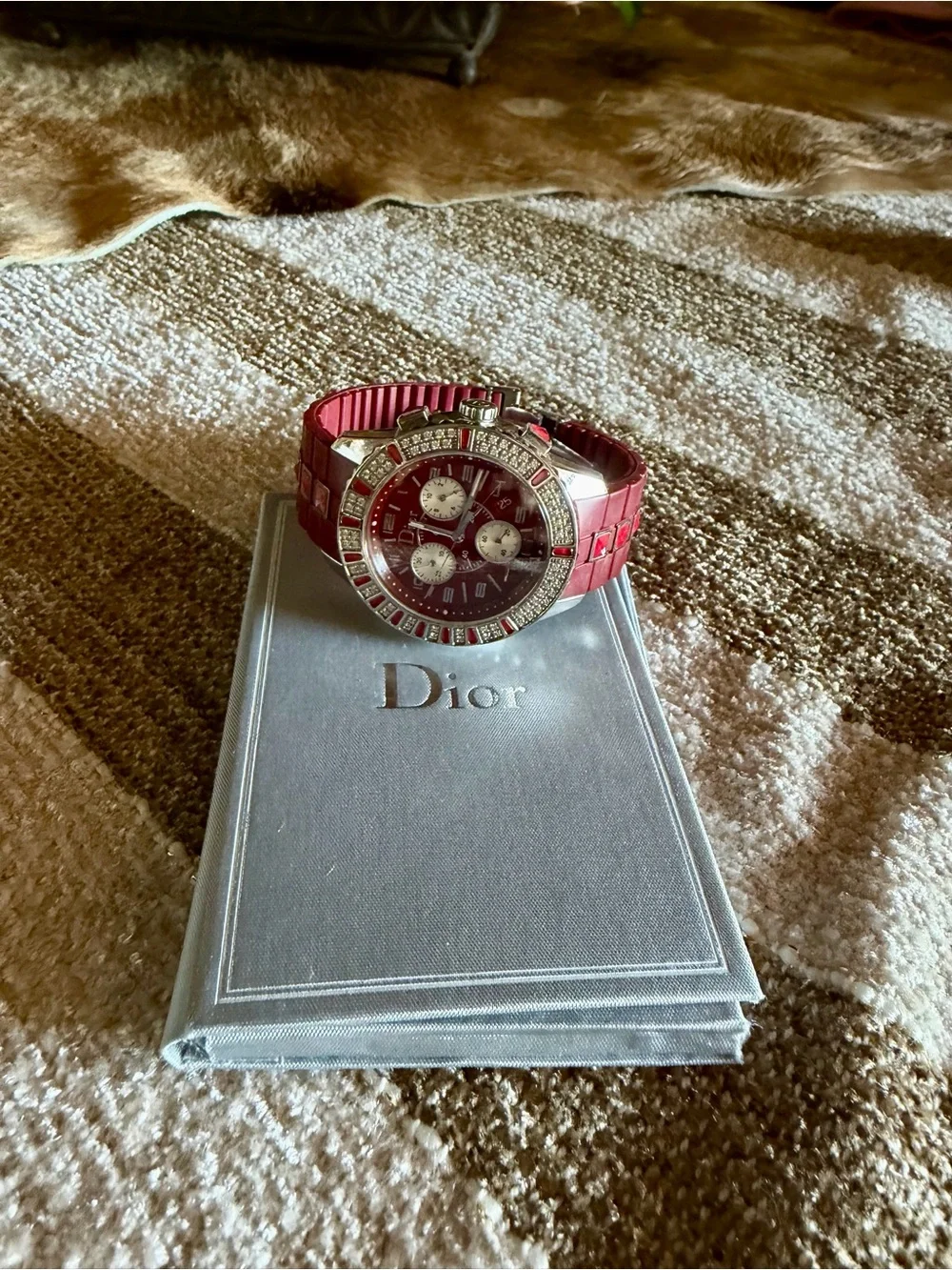 Dior Christal Diamond and Red Sapphire 38MM Chronograph Watch